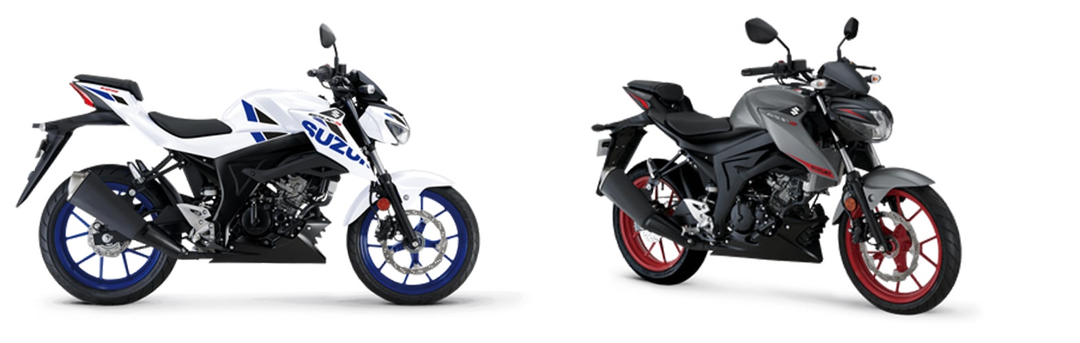 GSX-S125 สีขาวอละสีเทาช่วงด้านหน้า