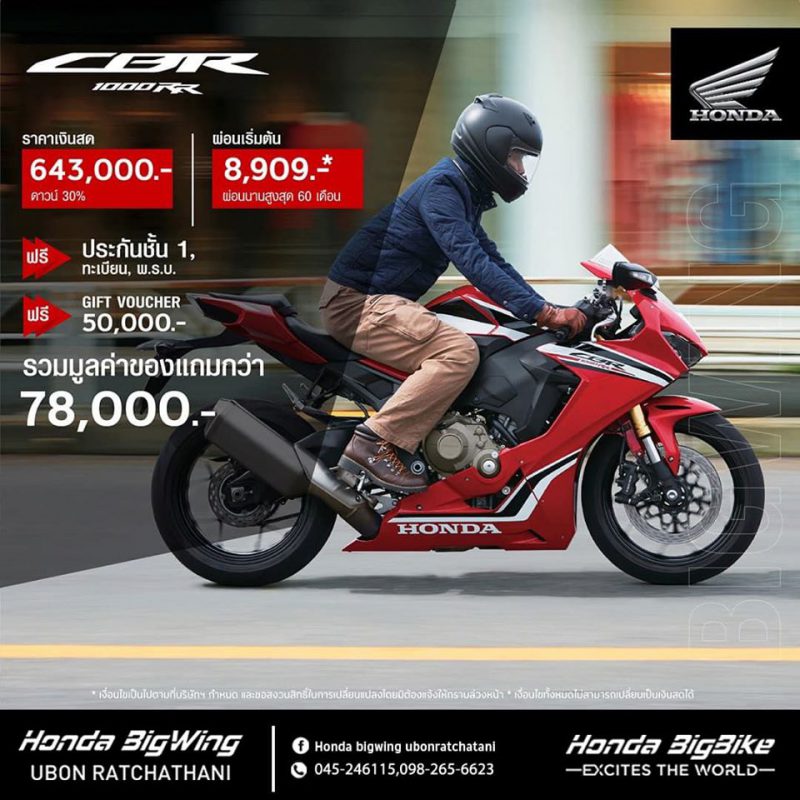 โปรโมชั่นรับตรุษจีน CBR1000RR วันนี้ – 31 ม.ค. 2563