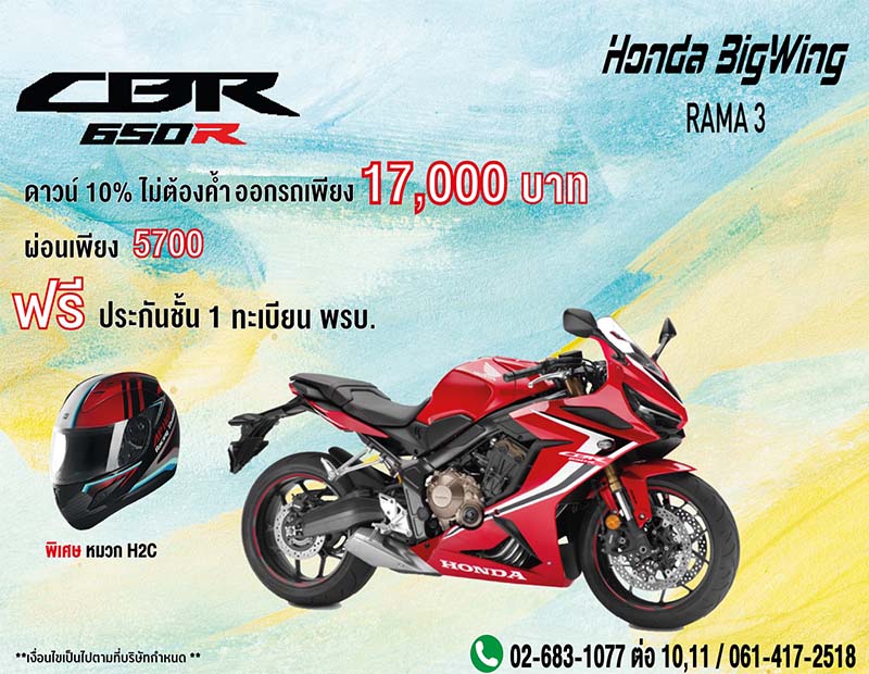 โปรโมชั่นฮอนด้ารุ่น CBR 650 R มี.ค. 63