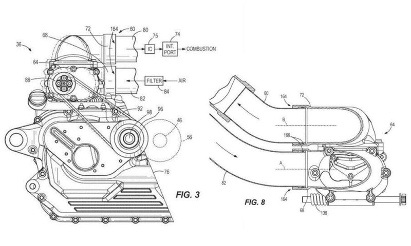 ภาพร่างสอทธิบัตร Harley-Davidson มอเตอร์ V-Twin Supercharged