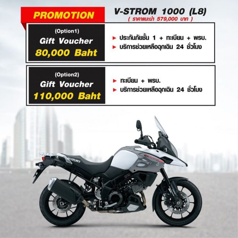 โปรโมชั่นรถจักรยานยนต์ ซูซูกิ รุ่น V-STROM 1000 (L8) พ.ค.63