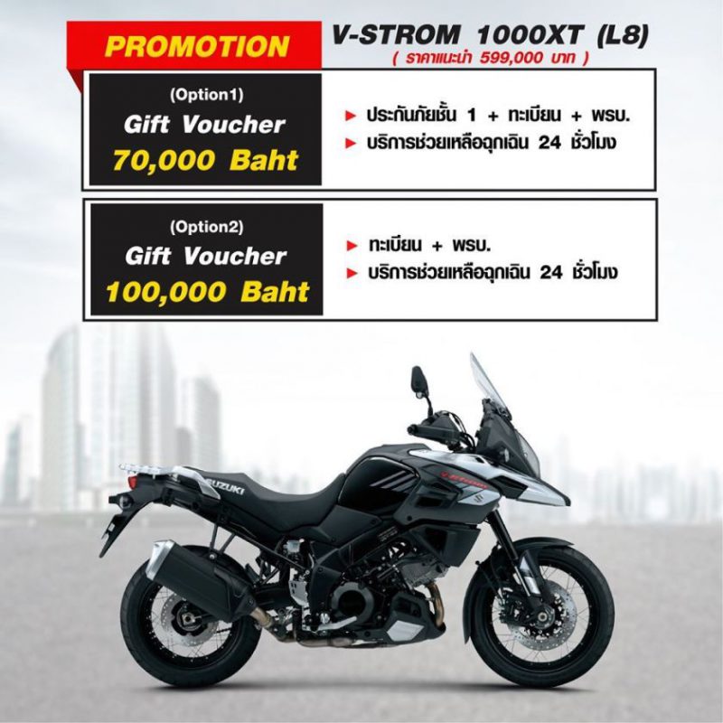 โปรโมชั่นรถจักรยานยนต์ ซูซูกิ รุ่น V-STROM 1000XT (L8) พ.ค.63