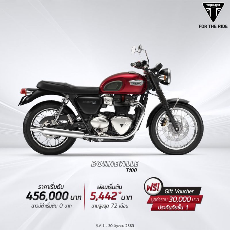 โปรโมชั่นรถจักรยานยนต์ไทรอัมพ์ Bonneville T100 มิ.ย.63